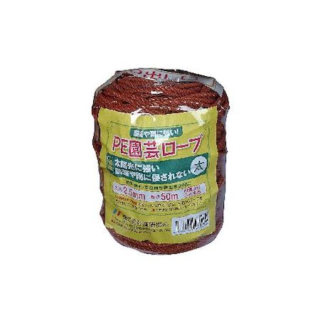 4560454971289 斎藤撚糸 PE園芸ロープ 太 50m巻 2．5mm 茶色
