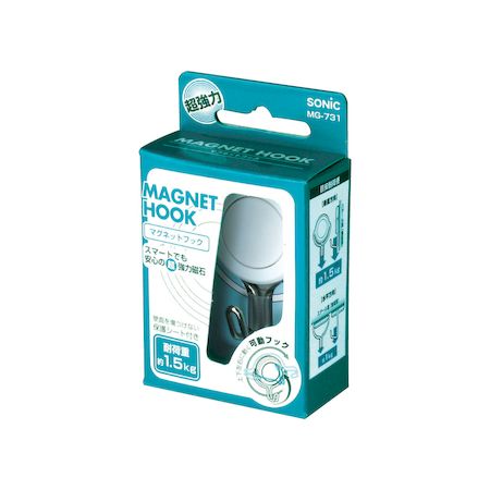 翌日出荷 ソニック MG-731-W 超強力マグネットフック1．5kg 白 MG731W ソニック超強力マグネットフック 優れた耐久性 耐荷重