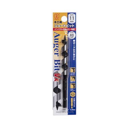 大西工業079-438-2240【商品説明】●【弊社製国内生産品と比べても、高精度/高品質を維持した上で安定した価格でご提供！】・板及びボードの穴あけに最適。・特殊合金鋼を使用しておりますので、キリの摩耗が少なく、より永くご使用していただけます。・加工材への食い付きがよく、木くずのはけがよいので効率の良い作業が行えます。・インパクトドライバー（12V以上）での使用は、引き込みネジのピッチを細かくし、かつネジ山を小さくすることにより抵抗を少なくしたことで、Φ21mmまでの穴あけ加工が可能となっております。・6角軸（6.35mm）部分は手動用ハンドルとインパクトドライバーの両方に対応。●木材の貫通穴用。●※用途以外の硬質物には使用しないで下さい。※穴あけ作業中は安全メガネをご使用下さい。※ビットの取り付け、取り外しは、電動工具の本体の電源を切ってから行って下さい。※作業中は手袋を使用しないで下さい。巻き込まれる恐れがあります。●サイズ(mm):11●全長(mm):110●溝長(mm):60●チャック径(mm):6.35●適合:電気ドリル / インパクトドライバー(12V以上) / ドリルドライバー(12V以上)●製造国:ベトナム類似商品はこちら大西工業 VX1-300 VX 木工用ショート1,466円大西工業 VX1-220 VX 木工用ショート1,166円大西工業 VX1-200 VX 木工用ショート915円大西工業 VX1-180 VX 木工用ショート827円大西工業 VX1-120 VX 木工用ショート545円大西工業 VX1-130 VX 木工用ショート594円大西工業 VX1-150 VX 木工用ショート658円大西工業 VX1-050 VX 木工用ショート557円大西工業 VX1-080 VX 木工用ショート545円大西工業 VX1-070 VX 木工用ショート545円大西工業 VX1-090 VX 木工用ショート584円大西工業 VX1-060 VX 木工用ショート545円