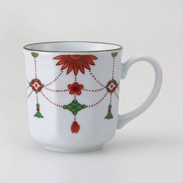 西海陶器 74147 【3個入】瓔珞文 マグ 赤 3入