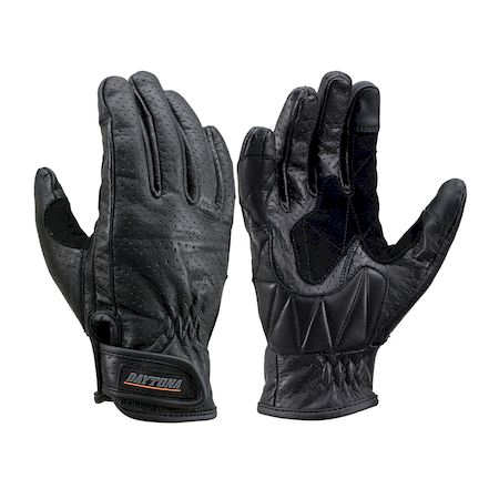 デイトナ DAYTONA 18901 バイク用 グローブ Lサイズ ブラック カウレザー パンチングメッシュ タッチパネル対応 春夏秋 本革 HBG-129
