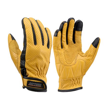 (LINEクーポン有)デイトナ DAYTONA 18907 バイク用 グローブ Sサイズ イエロー カウレザー パンチングメッシュ タッチパネル対応 春夏秋 本革 HBG-129