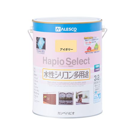 カンペハピオ 00017650071032 ハピオセレクト アイボリー 3．2L Hapio Kanpe ホビー用 つやあり 水性シリコン多用途つやあり【キャンセル不可】