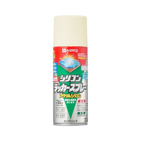 カンペハピオ0120-167-167【商品説明】●容量:300ml●色:ライトアイボリー●用途:門扉・シャッター・トタン・フェンス・農機具・遊具・自転車などの鉄部、羽目板・雨戸・板塀・ガーデニング用品などの木部●塗れない物:鉄以外の金属(ステンレス、アルミ、メッキ、真ちゅう、銅、ホーロー)、プラスチック、発泡スチロール、ガラス、自動車、バイク、高級家具、床面、常に水に浸かっている所、化粧板、吸い込みの大きいMDF板、ストーブの高温部●特長:・高耐久アクリル・シリコン樹脂配合だから紫外線・排ガス・雪・酸性雨などに耐久性に優れた汚れに強い塗膜を作ります。・速乾性で光沢が優れたラッカータイプ※ラッカー溶剤が下地塗装面を侵す恐れがありますので、必ず試し塗りを行ってください。●乾燥時間: 約30分(20℃)約1時間(冬期)　●重ね塗り時間:1時間以上(20℃)　2時間以上(冬期)●塗り面積（m2）:約 0.6〜1.0●塗り重ね回数:2回●混入量:−●硬化時間:ー●乾燥時間：試触可能:ー●乾燥時間：歩行可能:ー●剥がす場合:ー●乾燥時間（指触乾燥）:ー●乾燥時間（完全乾燥）:ー●上塗り塗装間隔:ー●使えないもの:ー●液性:ー●形状:ー●カンペハピオ　アサヒペン　塗料　家庭用塗料　ハピオ　水性塗料　トップガード　キシラデコール　油性塗料　ラッカー　ヌーロ　スプレー