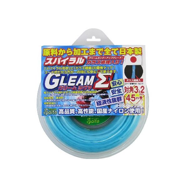 (LINEクーポン有)4560346900373 斎藤撚糸 草刈コード スパイラルグリーム 対角3．2mm 45m巻 90037