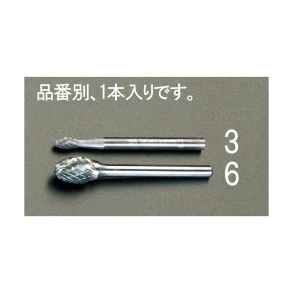 エスコメーカーお問い合わせ：06-6532-6226●材質…タングステンカーバイト●適合材質…銅合金、鋳鉄、ステンレス、ニッケル合金、チタニウム●刃形状…dカット(ダブル/ダイヤモンド)●軸径…3mm●刃径×刃長×全長…6×10×45mm●...