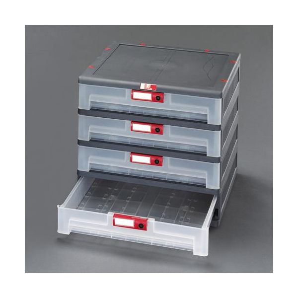 【即納在庫品】「直送」【個人宅配送不可】 エスコ EA506MP-3 直送 代引不可・他メーカー同梱不可 450x460x420mm／1列4段　収納ボックス 引出し式 EA506MP3【キャンセル不可】