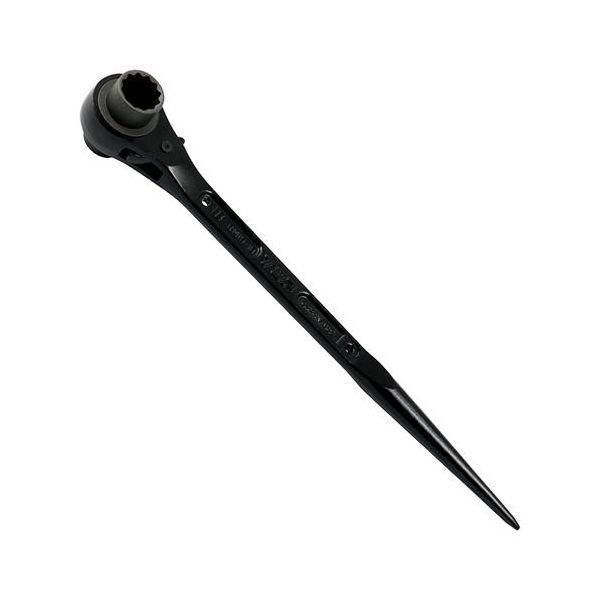 ●サイズ…16×18mm●寸法…L：312mm、D：41mm、d1：22.5mm、d2：25mm、T：18mm、L1：16mm、L2：16mm●重量…440g●保証トルク…16mm：274.6N・m、18mm：328.5N・m●材質…クロムバナジウム鋼●シノ付●12ポイント●本体はもちろん、爪も鍛造品で強度が抜群です。●シノ部は鉄骨等の穴合わせに便利です。●セーフティーコード用のφ4.5mm穴が2か所あります。●機械、設備、配管、建設等あらゆる産業のボルト、ナット着脱に最適です。●強い締付を必要とするボルト締結に適しています。●左右切替式類似商品はこちらエスコ EA602AJ-9 14x17mm／25,852円エスコ EA602AJ-10 17x19mm／6,668円エスコ EA602AJ-13 19x21mm／6,925円エスコ EA602AJ-5 12x14mm／25,446円エスコ EA602AJ-1 10x12mm／25,277円エスコ EA602AJ-19 22x24mm／8,165円エスコ EA602AJ-25 26x32mm／9,235円エスコ EA602AJ-26 27x30mm／9,385円エスコ EA602AJ-27 27x32mm／9,308円エスコ EA602AJ-6 13x17mm／25,852円エスコ EA602AJ-2 10x13mm／25,446円エスコ EA602AJ-15 19x24mm／7,590円