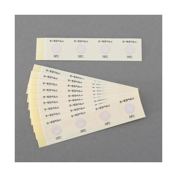 ●商品名…サーモラベル-LI●表示温度…105℃●サイズ…30×30mm●入数…40枚●変色前の色…白●変色後の色…緑●変色精度…±2℃●示温エレメント部…φ11mm●耐久性に優れており、室内外の発熱・加熱温度管理用として広い分野にわたって活用されています。●電力会社や工場の受変電設備・機械設備の発熱点検用として事故の未然防止、保守合理化に利用されています。●特定温度でシャープに変色します。一度変色すると、元の色に戻らない不可逆性示温材です。●変色する示温エレメントは、精製された安定性のある溶解性顔料の融点を利用したものですから、示温性は正確で、高精度示します。●示温エレメントは、耐熱性フィルムで密封されていますので、水、薬品、油や、環境雰囲気の影響を受けません。●裏面には耐熱性粘着材が塗布してありますので、裏紙（離型紙）を剥がすだけで、測温部に貼って使用することができます。●不可逆性●1点タイプ●それぞれの設定温度を超えると変色します。●材質…フィルム、示温インキ、紙、接着剤類似商品はこちらエスコ EA722ZB-150 150℃ 温度7,297円エスコ EA722ZB-200 200℃ 温度7,297円エスコ EA722ZB-110 110℃ 温度7,297円エスコ EA722ZB-180 180℃ 温度7,297円エスコ EA722ZB-170 170℃ 温度7,297円エスコ EA722ZB-100 100℃ 温度7,297円エスコ EA722ZB-160 160℃ 温度7,297円エスコ EA722ZB-120 120℃ 温度7,297円エスコ EA722ZB-130 130℃ 温度7,297円エスコ EA722ZB-140 140℃ 温度7,297円エスコ EA722ZB-115 115℃ 温度7,297円エスコ EA722ZB-80 80℃ 温度管理7,297円