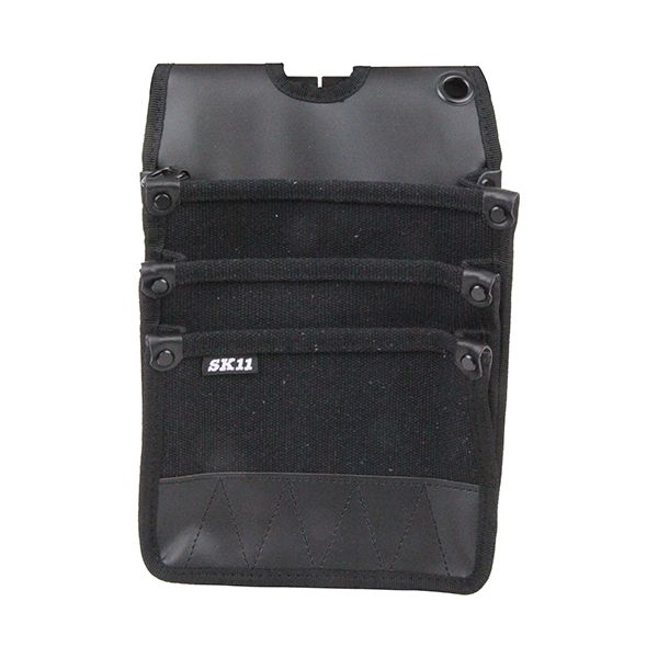 【11/25限定！抽選で最大100％ポイントバック】4977292971263 SK11 帆布腰袋3段ブラック SHN−3D BK 作..