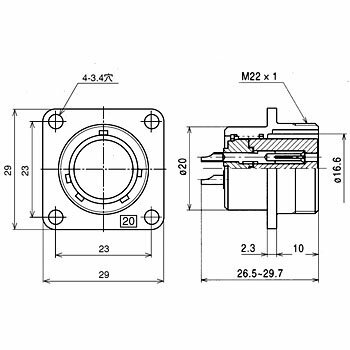 七星科学 NJC-203-RF NJCシリーズJIS規格中型メタルコネクタ パネル取付レセプタクル NJC-203-RF NJC203RF