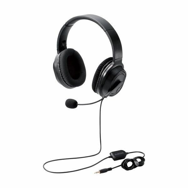 エレコム ELECOM HS-HP30TBK ヘッドセット 両耳 有線 オーバーヘッド イヤホンジャック 3極 4極 接続 テレワーク WEB会議 ブラック HSHP30TBK