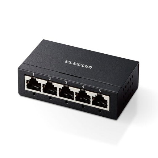 エレコム ELECOM EHC-G05MA-B スイッチングハブ 5ポート Giga対応 1000/100/10Mbps 金属筐体 AC電源 ファンレス 静音 ブラック EHCG05MAB エレコム ELECOM EHC-G05MA-B スイッチングハブ 5ポート Giga対応 1000/100/10Mbps 金属筐体 AC電源 ファンレス 静音 ブラック EHCG05MAB