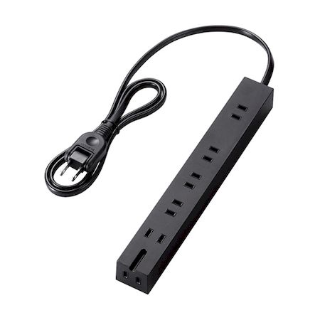 ~2 Holes - エレコム ELECOM T-KM01-2610BK スタンダード雷／超強力6口1m TKM012610BK ブラック 電源タップ 超強力磁石タップ 雷ガード マグネット