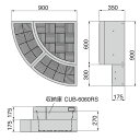 【楽天ランキング1位獲得】送料無料 城東テクノ JOTO ハウスステップ Rタイプ CUB-R60S-LG 直送 代引・他メーカー同梱不可 勝手口 踏台収納 収納庫付き エクステリア 900×900×350 175タイプ 色：ライトグレー LG 3