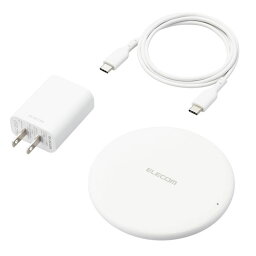 ELECOM エレコム W-QA23WH ワイヤレス充電器 Qi認証 5W／7．5W／10W／15W 卓上 滑り止めパッド付 おくだけ充電 薄型 ホワイト WQA23WH