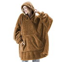 【即納在庫品】着る毛布 フリーサイズ ブラウン メンズ レディース パジャマ モフモフ もこもこ あったか パーカー フード付き プルオーバー 毛布 ポケット ...