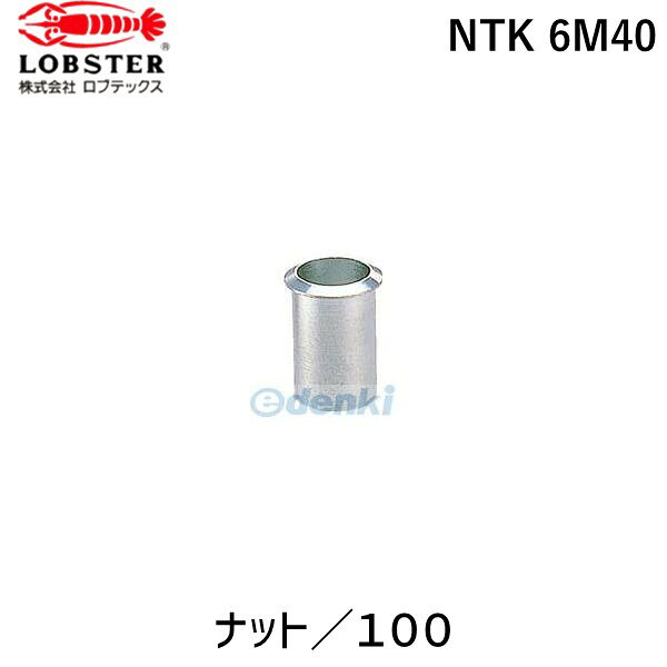 【即納在庫品】「直送」ロブテックス LOBSTER NTK 6M40 ブラインドナット“ナット” 薄頭 ステンレス製 板厚4．0 M6×1．0 100本入 NTK6M40 エビ ステンレス Kタイプ エビナット