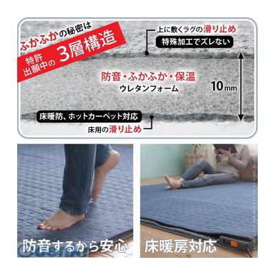 (LINEクーポン有)【個数：1個】 33100110 直送 代引不可・他メーカー同梱不可 防音ふかふか下敷専用ラグ 〔ふかピタ〕 170x170cm 【2畳用】 edenki-17789361 測定器・工具のイーデンキ サンプル画像2