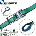 【個数:1個】allsafe 45304 直送 代引不可・他メーカー同梱不可 ラチェット式しぼり仕様 固定1m×調節4m 緑 R6I14(4)