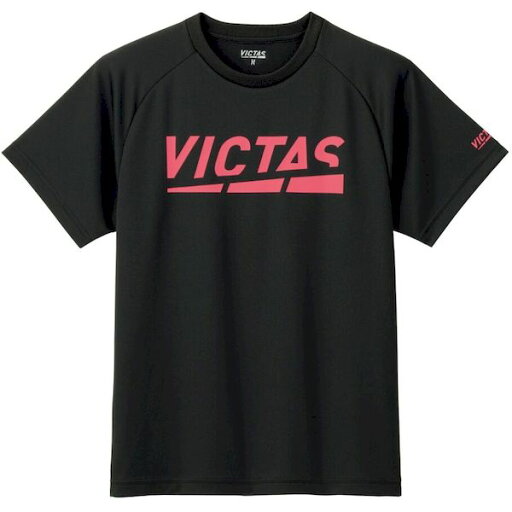 VICTAS ヴィクタス 4903590180823 632101 プレイロゴティー ブラック/ピンク サイズ:L VICTAS ヴィクタス 4903590180823 632101 プレイロゴティー ブラック/ピンク サイズ:L