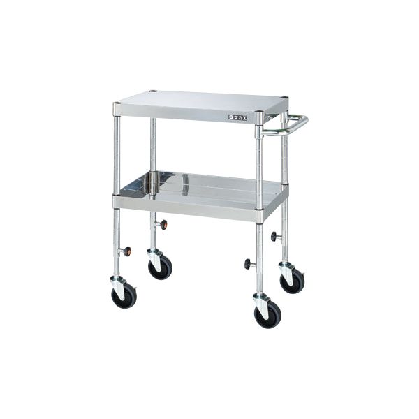 【個人宅配送不可】サカエ SAKAE TCSP4-6472SE 直送 代引不可・他メーカー同梱不可 ステンレスCSパールワゴン 高さ調整タイプ／サイレントエラストマー車／H725～975 TCSP46472SE