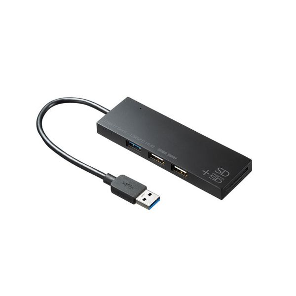 【個数:1個】USB-3HC316BKNX5 直送 代引不可・他メーカー同梱不可 5個セット サンワサプライ USB3.1+2.0コンボハブ カードリーダー付き ブラック USB3HC316BKNX5