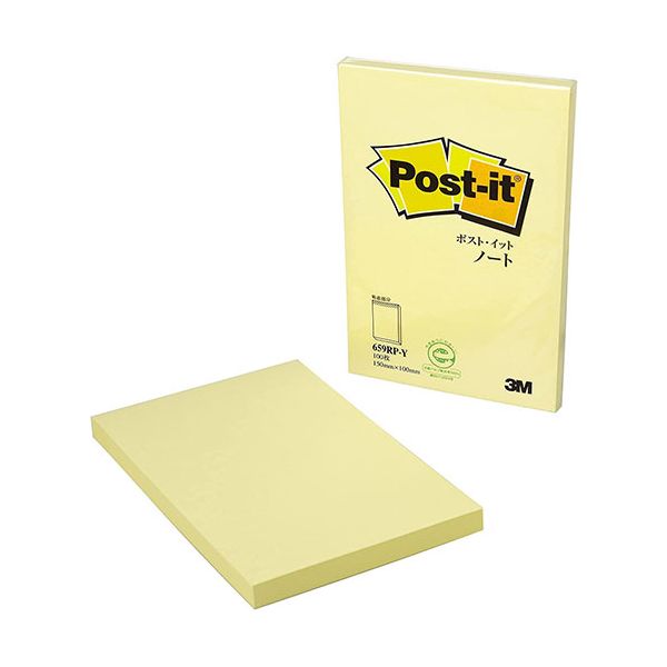 3M-659RP-YX10 直送 代引不可・他メーカー同梱不可 10個セット 3M Post－it ポストイット 再生紙ノート 150×100 イエロー 3M659RPYX10