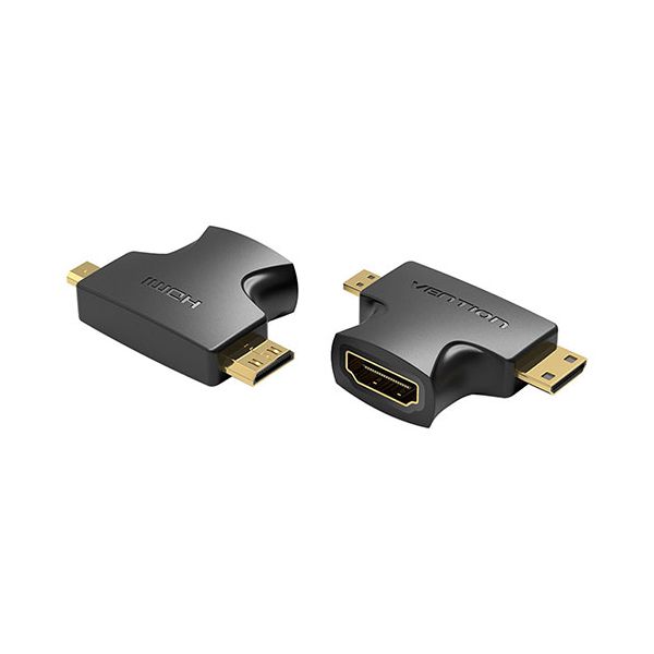 AG-2281X10 直送 代引不可・他メーカー同梱不可 10個セット VENTION 2 in 1 Mini HDMI and Micro HDMI Male to HDMI Female アダプター AG2281X10