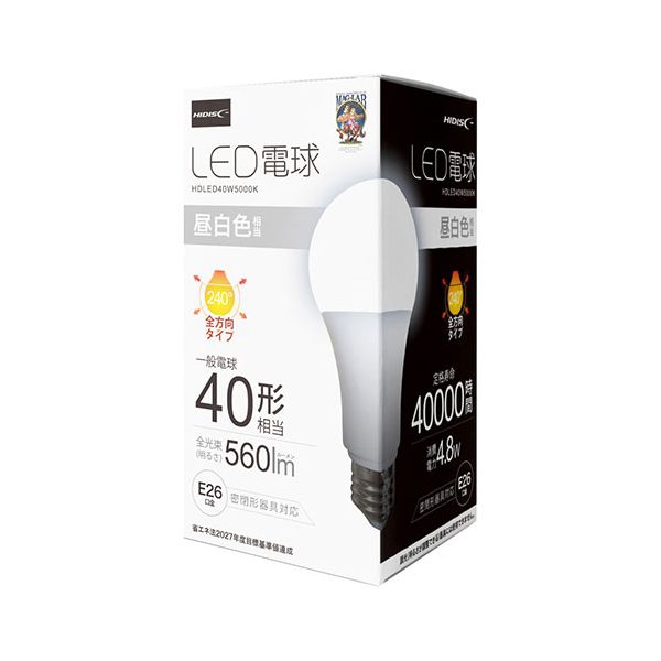 ڸĿ1ġHDLED40W5000KX10 ľ Բġ¾᡼ƱԲ 10ĥå HIDISC LEDŵ ŵ40 