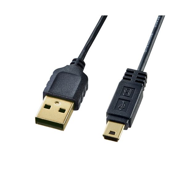 KU-SLAMB515BKKX5 直送 代引不可・他メーカー同梱不可 5個セット サンワサプライ 極細ミニUSBケーブル ミニBタイプ 1．5m KUSLAMB515BKKX5