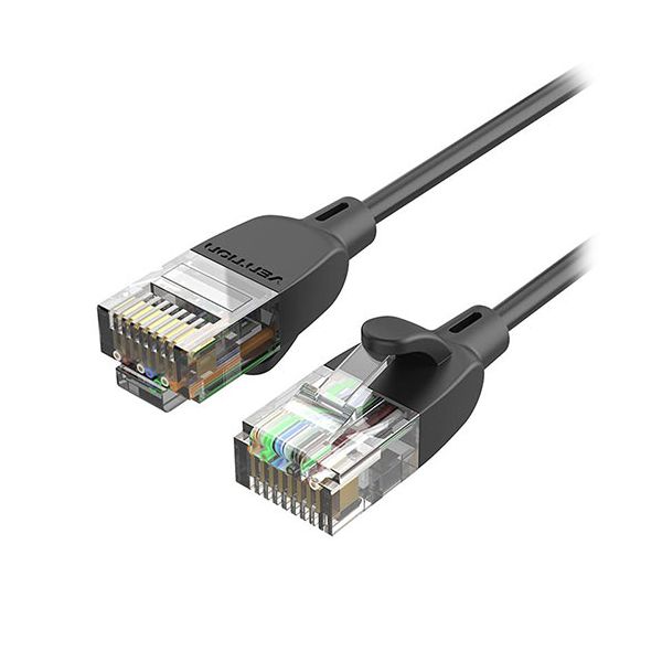 【個数：1個】IB-9545 直送 代引不可・他メーカー同梱不可 VENTION CAT6a UTP LANケーブル スリム＆ポータブル 8m Black IB9545