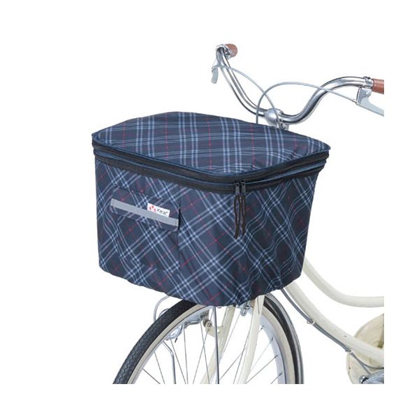 【個数：1個】803714 直送 代引不可・他メーカー同梱不可 川住製作所 2段式 前カゴカバー 両開き ネイビーチェック KW−256FR