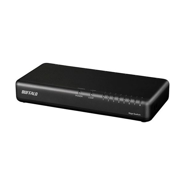 【個数:1個】LSW6-GT-8NP/BK 直送 代引不可・他メーカー同梱不可 BUFFALO バッファロー Giga対応 スイッチングハブ 8ポート ブラック LSW6GT8NP/BK