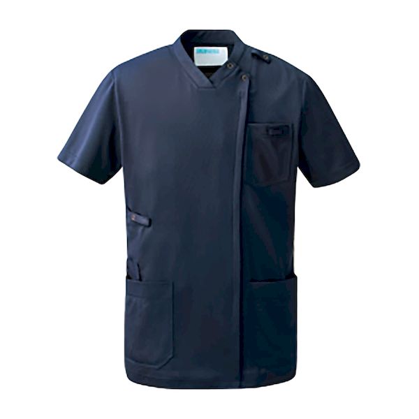 【個数：1個】4589827370054 直送 代引不可・他メーカー同梱不可 KAZEN スクラブジャケット半袖 男女兼用 M KZN715−28 ネイビー