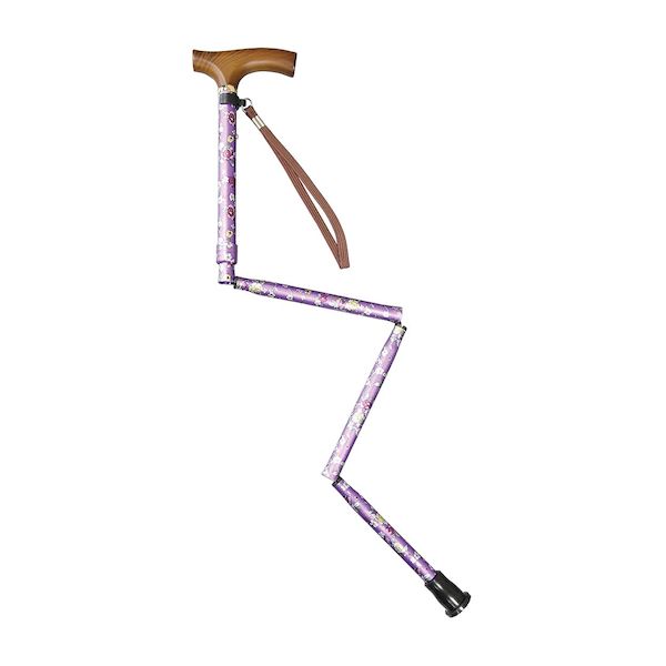 【個数：1個】4971032750965 直送 代引不可・他メーカー同梱不可 オオサキメディカル すべりにくい杖 伸縮折りたたみ式 75096 ムラサキ ハナ