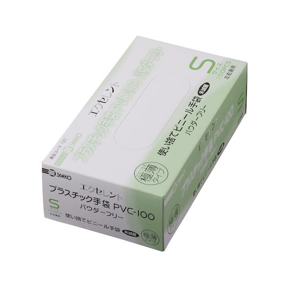 (LINEクーポン有)【個数：1個】4901835227135 直送 代引不可・他メーカー同梱不可 三興化学工業 エクセレントプラスチック手袋PF M PVC−100 100入