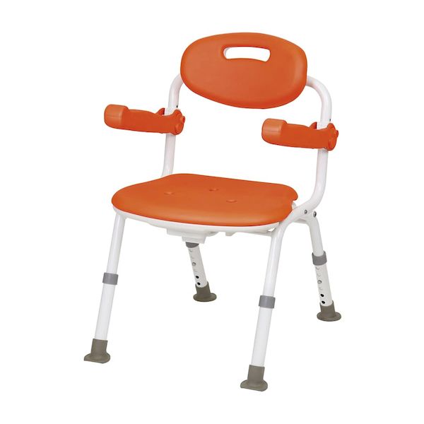 【個数：1個】4938765015761 直送 代引不可・他メーカー同梱不可 幸和製作所 ワンタッチ折りたたみシャワーチェア BSU11 レッドオレンジ