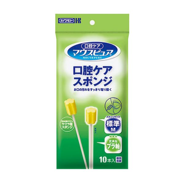 【個数：1個】4987601431272 直送 代引不可・他メーカー同梱不可 川本産業 マウスピュア口腔ケアスポンジプラ軸M 039－102068－00 10入