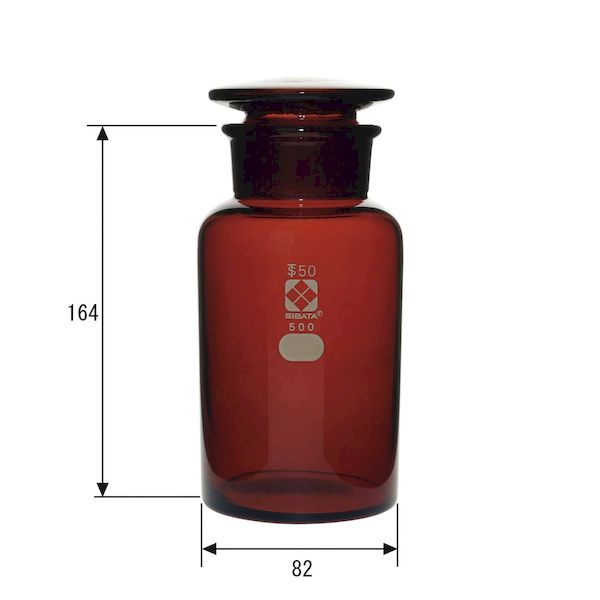 【個数：1個】4589988598304 直送 代引不可・他メーカー同梱不可 柴田科学 試薬びん 広口 茶褐色 017080−500A 500ML