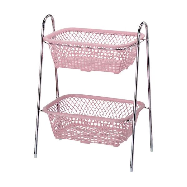 【個数：1個】4571485743639 直送 代引不可・他メーカー同梱不可 大信工業 脱衣カゴ 2段式 ピンク DP−20 ゴムアシツキ