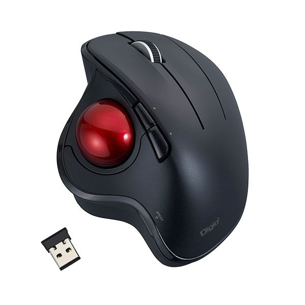 【個数：1個】MUS-TRIF180BK 直送 代引不可・他メーカー同梱不可 Digio デジオ 角度可変スタンド付き 無線 親指5ボタン光学式トラックボール ブラック MUSTRIF180BK