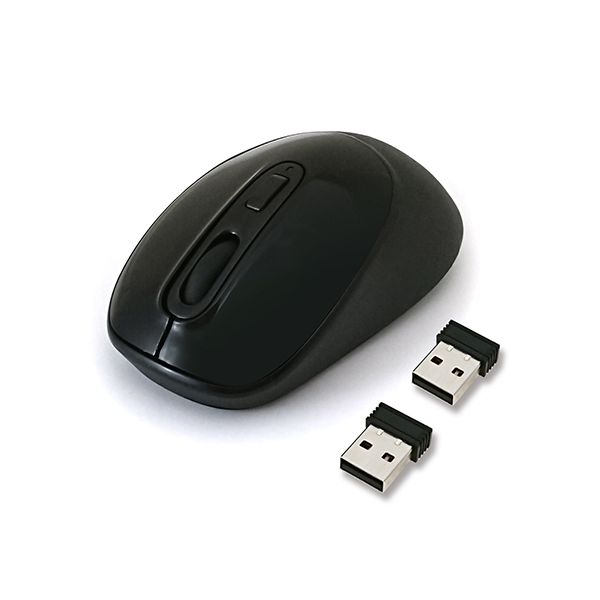 【個数：1個】HDM-7146BK 直送 代引不可・他メーカー同梱不可 HIDISC PC2台に接続して簡単に切り替え 2レシーバー付 ワイヤレスマウス HDM7146BK