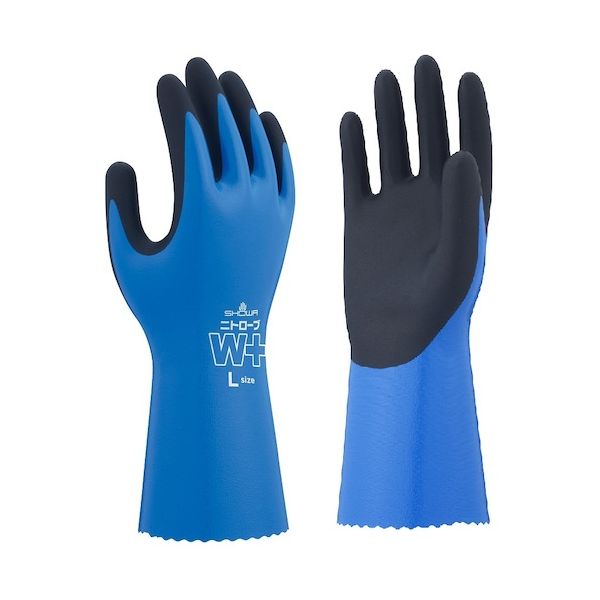 SHOWA NO378PLUS-R2PS ニトリルゴム手袋 NO378Plus ニトローブW+ 右手2本 ブルー Sサイズ NO378PLUSR2PS
