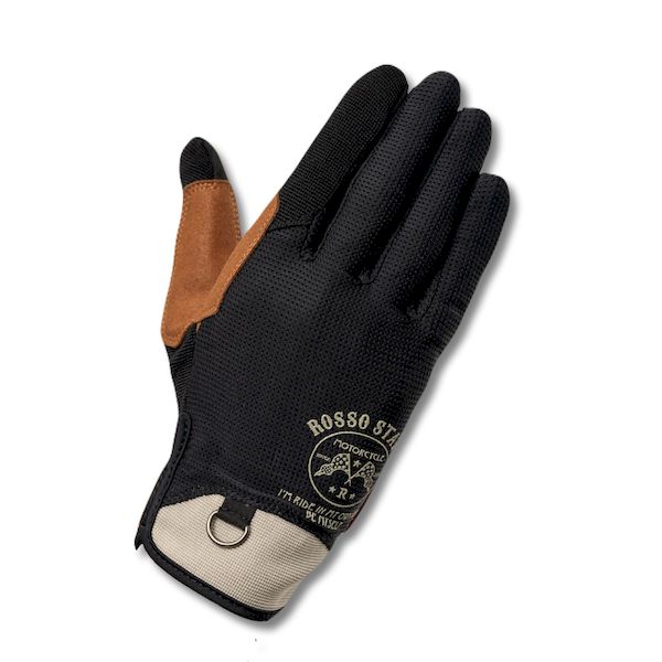 J-AMBLE RSG366/BK/BEIGE/M RossoStyleLab ミリタリーメッシュグローブ ブラック／ベージュ Mサイズ RSG366 RSG366BKBEIGEM