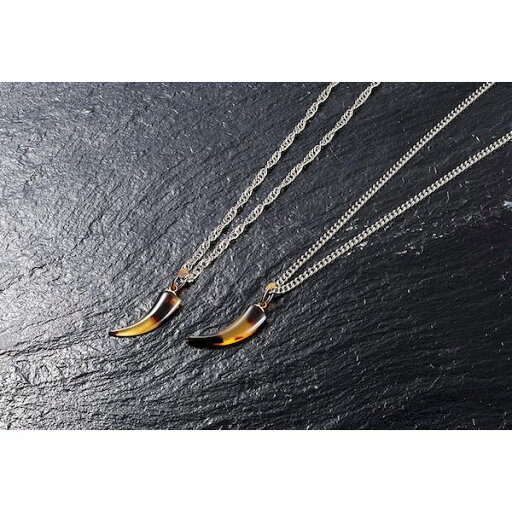 K14632-2 本べっ甲 牙 純チタン磁気ネックレス スクリューチェーンタイプ K14632