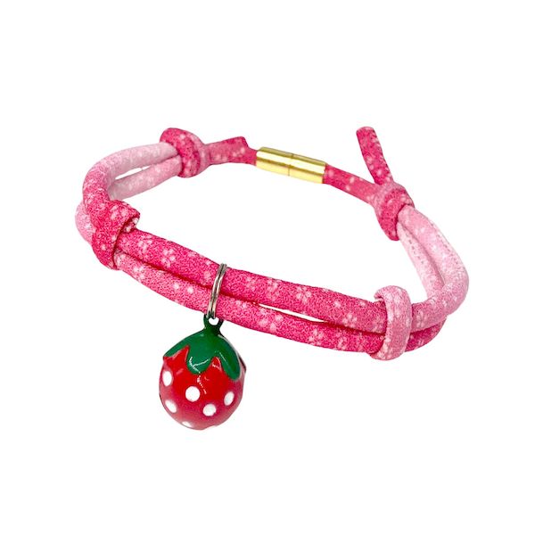 アース・ペット 4994527963800 ねこモテ ソフト丸紐マグネットバックル付 アクセサリー首輪 いちごみるく ピンク