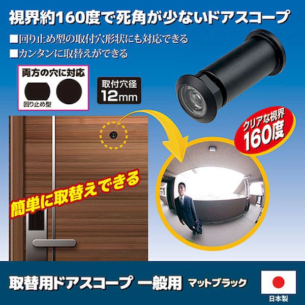 【個数：1個】813376X3 直送 代引不可・他メーカー同梱不可 3個セット ノムラテック 取替用ドアスコープ 一般用 マットブラック N−1049