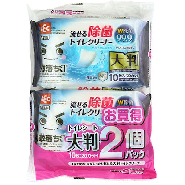 【個数：1個】S00328X10 直送 代引不可・他メーカー同梱不可 10セット レック GN流せる除菌トイレクリーナー大判2個組