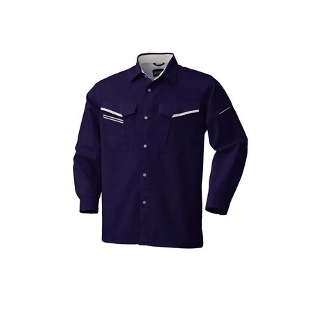 4930269302286 bigborn 475 ナガソデシヤツ 色：ネイビーXシルバーグレー サイズ：SS